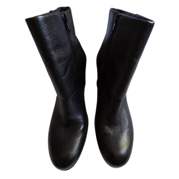 Bolo by Born Ankle Boots Leather Black Buckle Moto Goth Biker Block Heel Sz. 7.5 - Picture 9 of 15